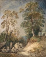 Country Lane with Gypsies Resting by Gainsborough, Thomas