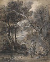 Wooded Landscape with Figures by Gainsborough, Thomas