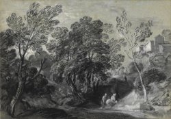 Wooded Landscape with Figures And Houses on The Hill by Gainsborough, Thomas