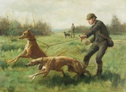 Exercising Greyhounds by George Goodwin Kilburne