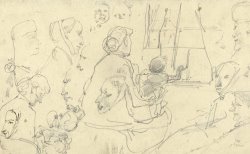 Schetsen Van Hoofden En Een Vrouw Met Een Kind by George Hendrik Breitner