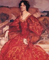 Sybil Walker in Red And Gold Dress by George Lambert