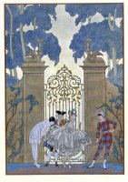 Columbine Illustration for Fetes Galantes by Paul Verlaine by Georges Barbier
