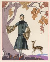 Fur Hat And Coat by Worth by Georges Barbier