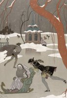 Ice Skating On The Frozen Lake by Georges Barbier