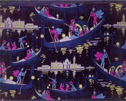 Venise Fete De Nuit Furnishing Fabric Woven Silk France C 1921 by Georges Barbier