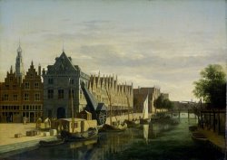 De Waag (weighing House) And Crane on The Spaarne, Haarlem by Gerrit Adriaensz. Berckheyde