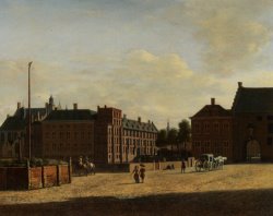 Plaats with The Binnenhof And The Gevangenport The Hague by Gerrit Adriaensz. Berckheyde