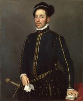 Portrait of a Left Handed Gentleman with Two Quartos And a Letter ('il Gentile Cavaliere') by Giovanni Battista Moroni