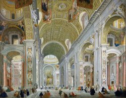 Interior Of St Peters In Rome by Giovanni Paolo Panini