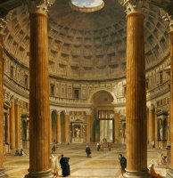 The Interior Of The Pantheon by Giovanni Paolo Panini