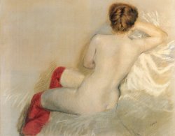 Nudo Con Le Calze Rosse by Giuseppe De Nittis