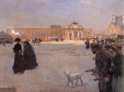 The Place De Carrousel And The Ruins of The Tuileries Palace in 1882 by Giuseppe De Nittis