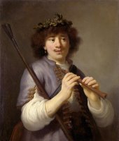 Rembrandt As Shepherd with Staff And Flute by Govaert Flinck