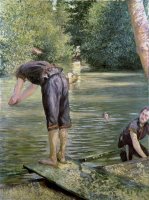 Bathers On The Banks Of The Yerres by Gustave Caillebotte
