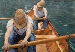 Boaters Rowing On The Yerres by Gustave Caillebotte