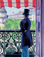 Man on a balcony on Boulevard Haussmann by Gustave Caillebotte