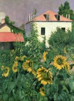 Sunflowers In The Garden At Petit Gennevilliers by Gustave Caillebotte