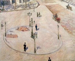 Traffic Island On Boulevard Haussmann by Gustave Caillebotte