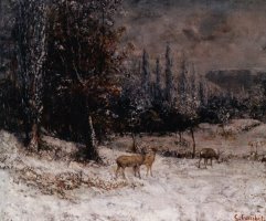 Chevreuils Dans La Neige by Gustave Courbet