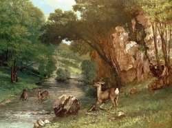 Deer by a River by Gustave Courbet