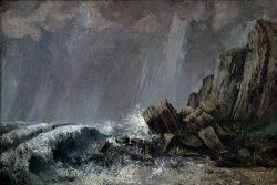 Downpour at Etretat by Gustave Courbet