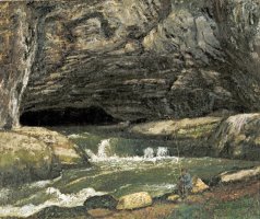 The Source of The Loue Or La Grotte Sarrazine (oil on Canvas) by Gustave Courbet