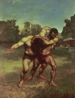 The Wrestlers by Gustave Courbet