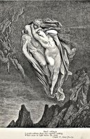 Dante's Vision Of Hell Illustration Engraving Couple In Wind by Gustave Dore