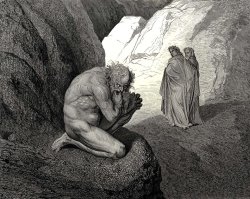 The Inferno, Canto 7, Lines 89 “curs’d Wolf! Thy Fury Inward on Thyself Prey, And Consume Thee!” by Gustave Dore