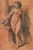 Female Nude Stone Thrower by Hans Holbein the Younger