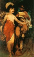 Faun And Nymph (pan And Flora) by Hans Makart