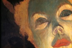 Detail of Woman's Face From at The Moulin Rouge by Henri de Toulouse-Lautrec