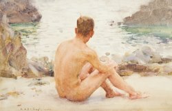 Charlie Seated on the Sand by Henry Scott Tuke