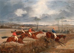 Scenes From a Steeplechase Taking a Hedge by Henry Thomas Alken