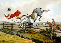 Taking A Tumble From Qualified Horses And Unqualified Riders by Henry Thomas Alken