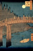 Kyoto bridge by moonlight by Hiroshige