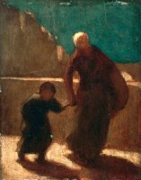 On a Bridge at Night by Honore Daumier