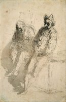Two Saltimbanques by Honore Daumier