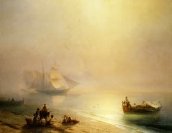 Fisherfolk on The Seashore, The Bay of Naples by Ivan Ayvazovsky