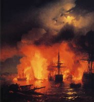 Battle of Cesme at Night by Ivan Constantinovich Aivazovsky