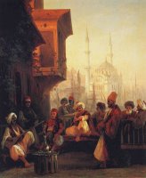 Coffee House by The Ortakoy Mosque in Constantinople by Ivan Constantinovich Aivazovsky