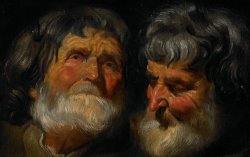 Two Studies Of The Head Of An Old Man by Jacob Jordaens