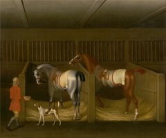 The Stables And Two Famous Running Horses Belonging to His Grace, The Duke of Bolton by James Seymour