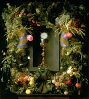 Communion cup and host encircled with a garland of fruit by Jan Davidsz de Heem