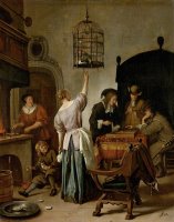 Interior with a Woman Feeding a Parrot, Known As 'the Parrot Cage' by Jan Havicksz Steen