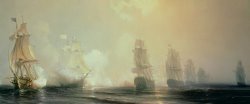 Naval Battle in Chesapeake Bay by Jean Antoine Theodore Gudin