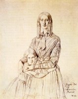 Madame Frederic Reiset, Born Augustine Modest Hortense Reiset, And Her Daughter, Theres Hortense Marie by Jean Auguste Dominique Ingres