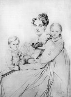 Madame Johann Gotthard Reinhold, Born Sophie Amalie Dorothea Wilhelmine Ritter, And Her Two Daughters, Susette And Marie by Jean Auguste Dominique Ingres