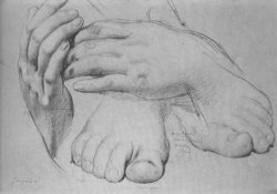 Study of Hands And Feet for The Golden Age by Jean Auguste Dominique Ingres